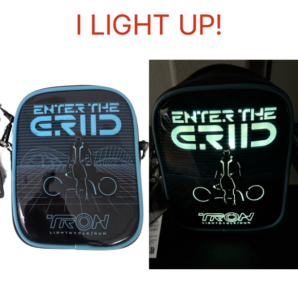 Loungefly Handbags - Tron Lightcycle Disney Parks Loungefly Crossbody Bag Purse NEW Black Light UP